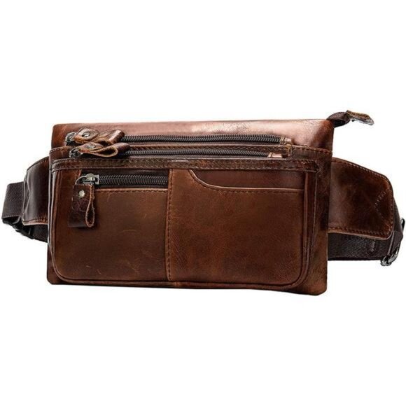 Real Leather Fanny Pack Waist Bag, Black3